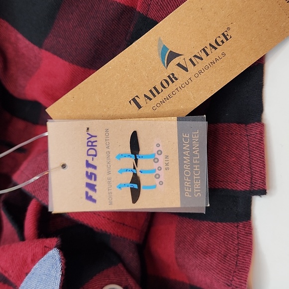 TAILOR VINTAGE BUTTON-DOWN LONG SLEVES BLACK & RED PLAD SHIRT, MEDIUM (M) - Picture 11 of 13